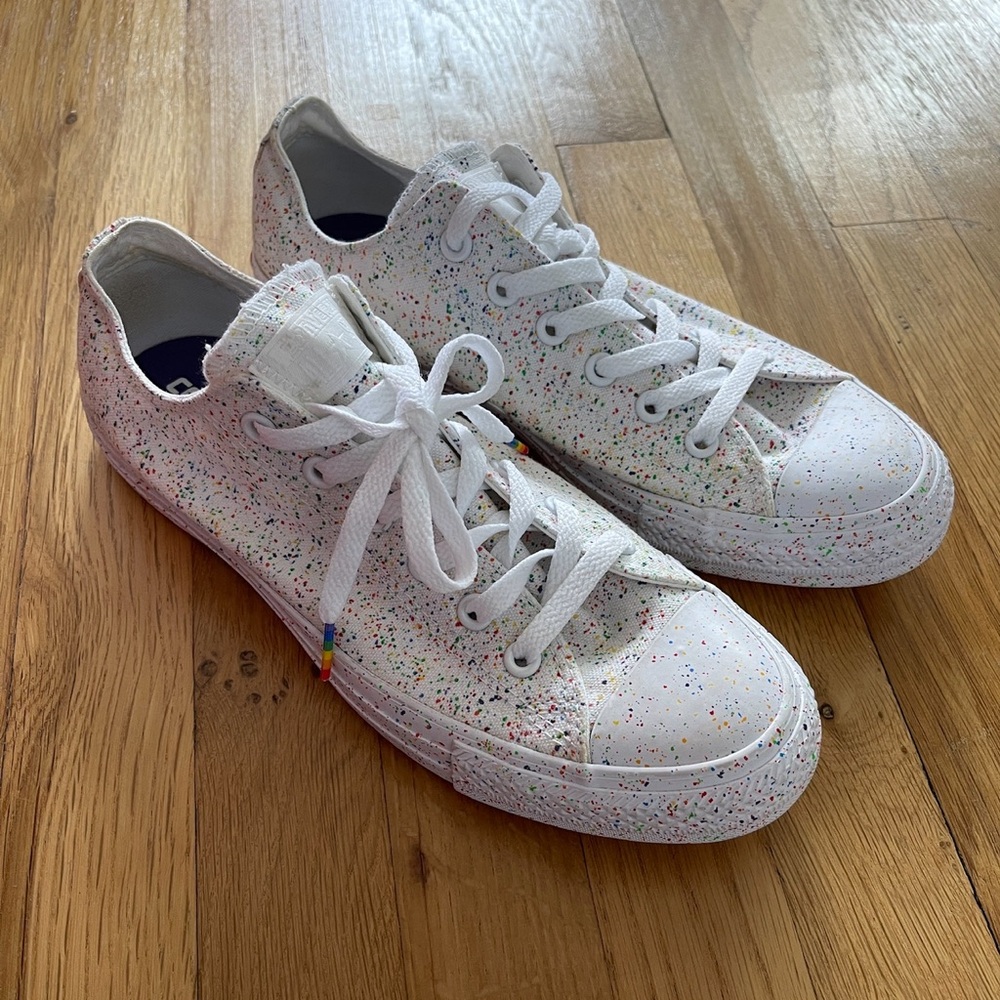 BRANDNEW White Converse Pride Low Rainbow LGBTQ Confetti W US 9.5 M US 7.5